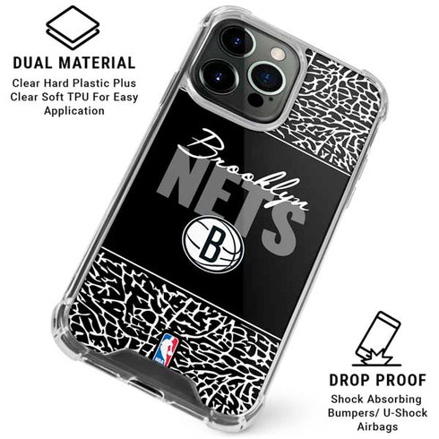 NBA Brooklyn Nets Elephant Print iPhone 16 Pro Clear Case